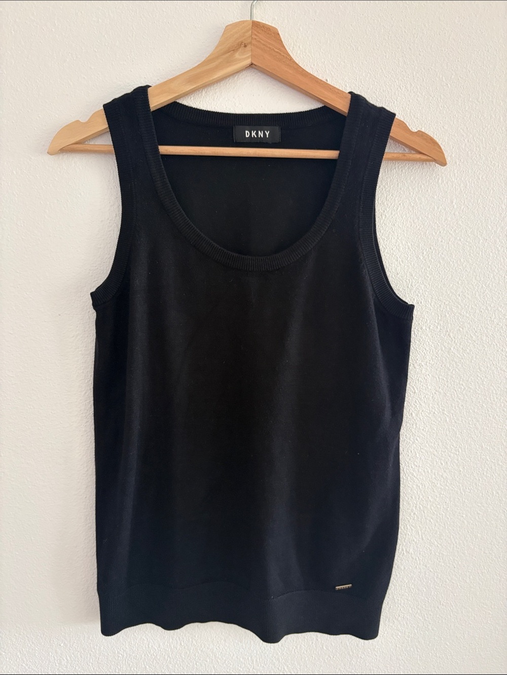 DKNY Black Cotton Scoop Neck Tank